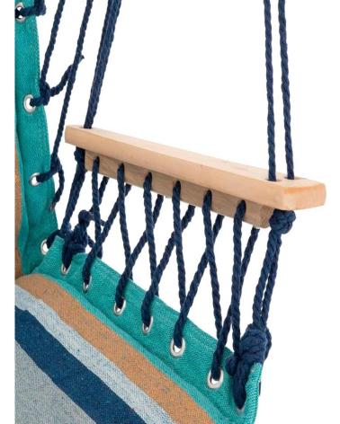 PROGARDEN SILLA COLGANTE DE JARDÍN CON SOPORTE DE MADERA Y TEJIDO TRENZADO MULTICOLOR