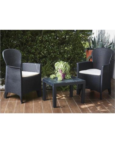 PROGARDEN CONJUNTO DE JARDÍN CON MESA Y DOS SILLAS MULTICOLOR