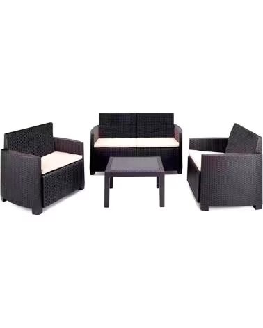 PROGARDEN CONJUNTO DE MOBILIÁRIO DE EXTERIOR ESTILO VIME COM MESA E ALMOFADAS MULTICOLOR