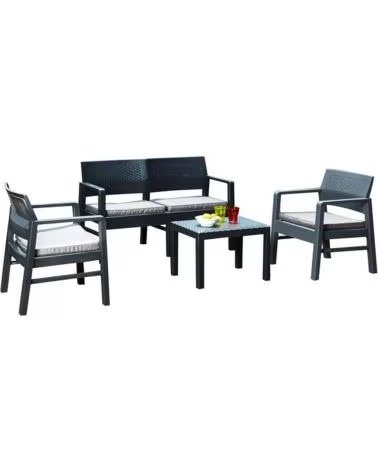 PROGARDEN GARTENSET MIT SOFA, SESSELN UND TISCH MULTICOLOR