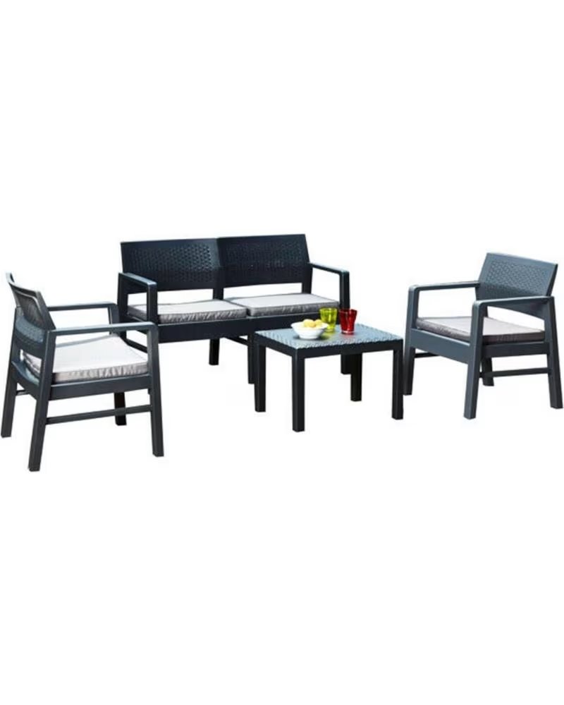 PROGARDEN GARTENSET MIT SOFA, SESSELN UND TISCH MULTICOLOR