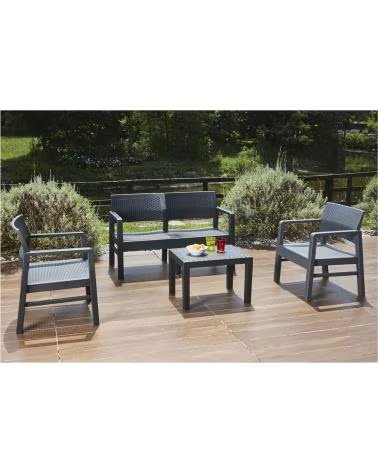 PROGARDEN GARTENSET MIT SOFA, SESSELN UND TISCH MULTICOLOR
