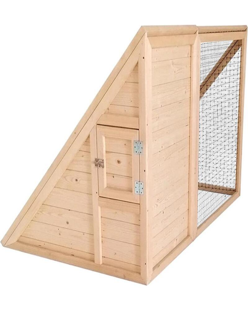 CERLAND CERLAND REFUGIO DE MADERA PARA MASCOTAS CON MALLA METÁLICA MULTICOLOR