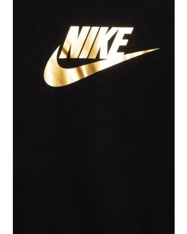 NIKE FELPA GIROCOLLO HQ0975-010 CON LOGO METALLIZZATO NEGRO