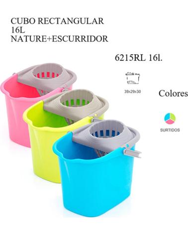 PLASTIKEN CUBO DE FREGAR RECTANGULAR PLASTIKEN 10L CON ESCURRIDOR INTEGRADO MULTICOLOR