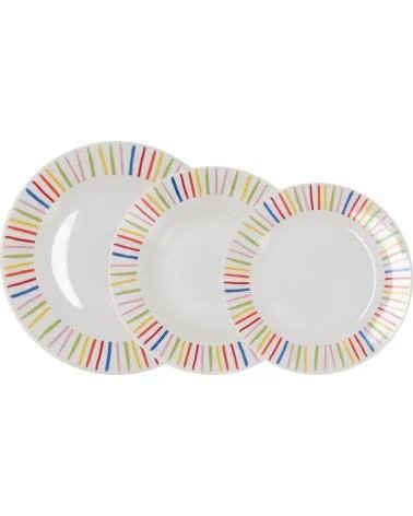 QUID CONJUNTO DE LOUÇA DE PORCELANA COM DESIGN DE RISCAS MULTICOLOR