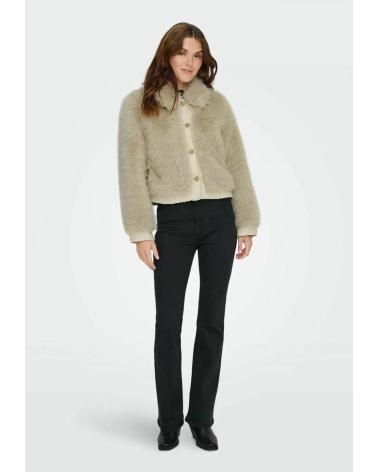 ONLY CHAQUETA DE PELO SINTÉTICO CON BOTONES BEIG CLARO