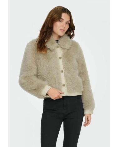 ONLY CHAQUETA DE PELO SINTÉTICO CON BOTONES BEIG CLARO