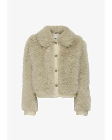 ONLY CHAQUETA DE PELO SINTÉTICO CON BOTONES BEIG CLARO