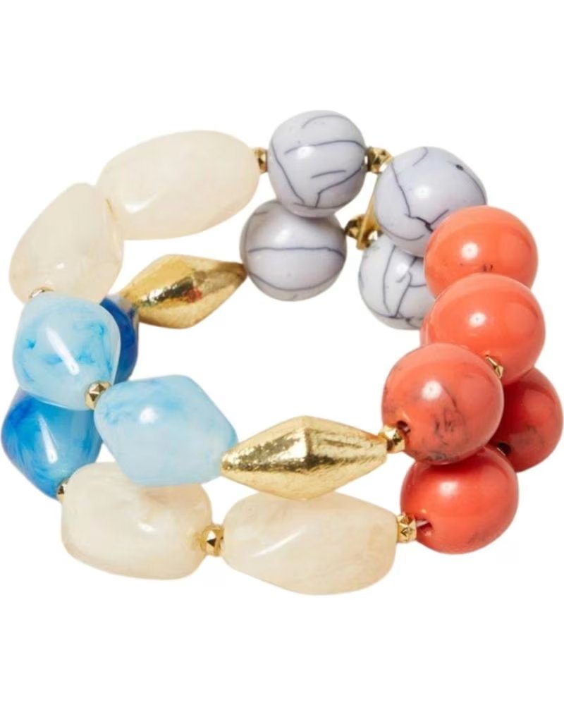 LATIDO ELASTISCHES ARMBAND MIT BUNTEN PERLEN UND GOLDENEN DETAILS CORAL