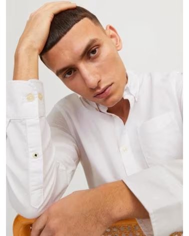 CAMICIA OXFORD JACK AND JONES UOMO BIANCO BLANCO