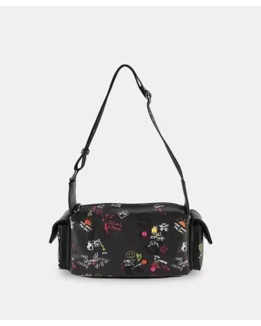 PEPE MOLL BORSA BAGUETTE CON STAMPA GRAFFITI PEPE MOLL 261230 NEGRO