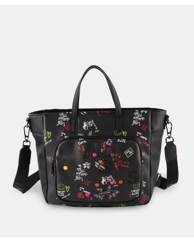 PEPE MOLL PEPE MOLL TOTE BAG GRAFFITI PRINT 261233 NEGRO