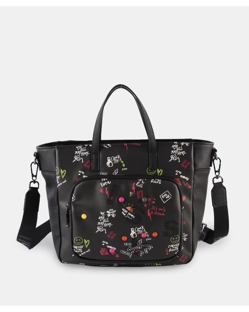 PEPE MOLL PEPE MOLL TOTE BAG GRAFFITI PRINT 261233 NEGRO
