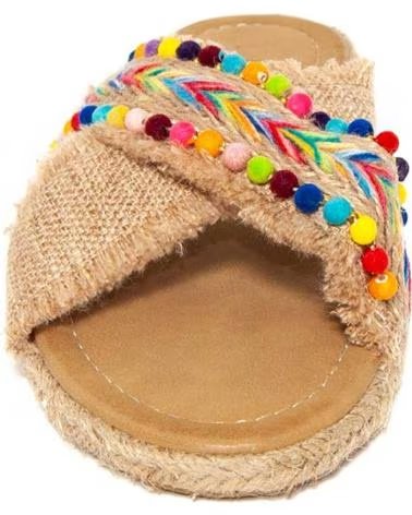 MONTEVITA SANDALES INDIPLASA2 À POMPONS MULTICOLORES BEIGE