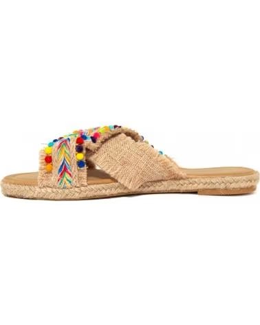 MONTEVITA SANDALES INDIPLASA2 À POMPONS MULTICOLORES BEIGE