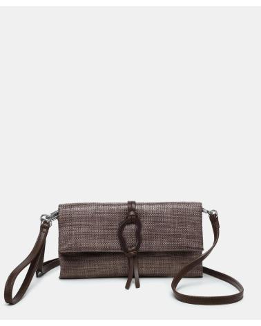 PEPE MOLL CLUTCH RAFIA MARRON CON BANDOLERA — 261435 MARRóN