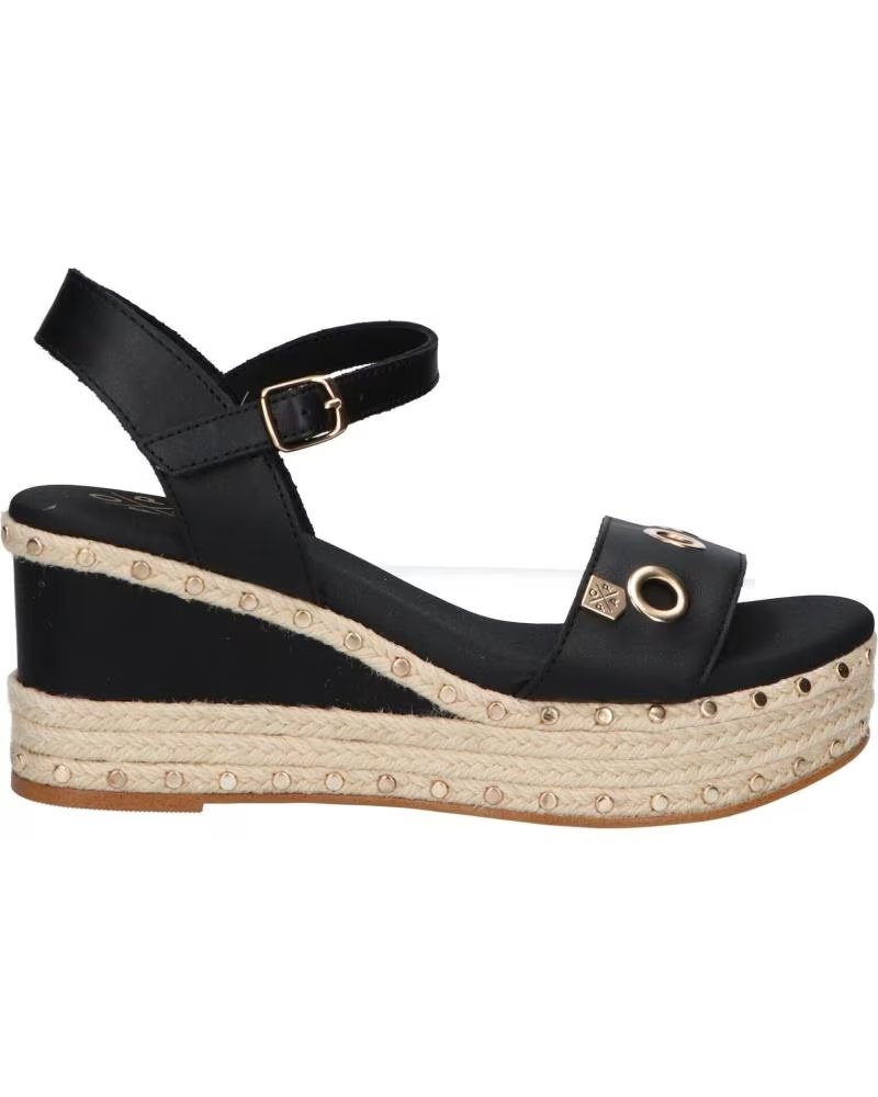 SANDALI CON ZEPPA POPA ARAMBOL CON BORCHIE E CINTURINO NEGRO NAPA CB48801 002