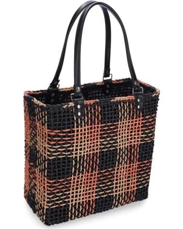 CHIKA10 BOLSA TOTE BAG DESIERTO 01 ESTAMPADO XADREZ PRETO REF 1172841 NEGRO-BLACK