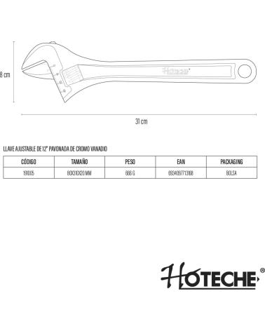 HOTECHE LLAVE AJUSTABLE 1148088 MANUAL BRICOLAJE MULTICOLOR