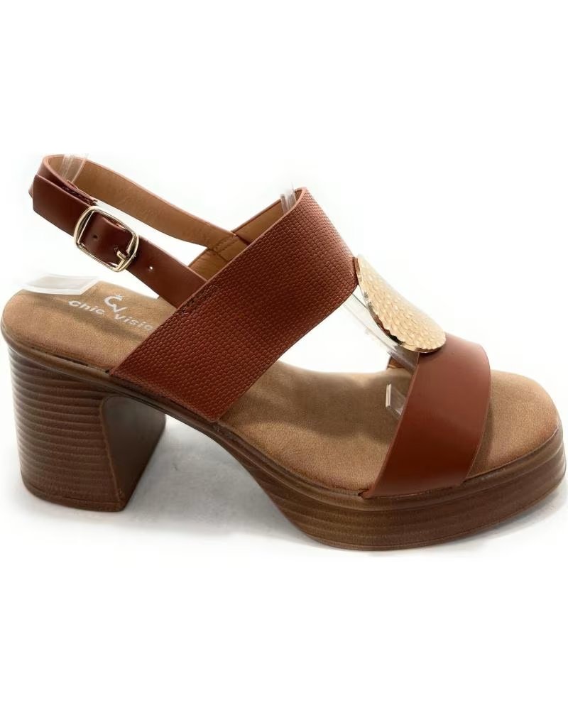CHIC VISION SANDALIAS TACON HEBILLA VESTIR CHAPA MARRóN