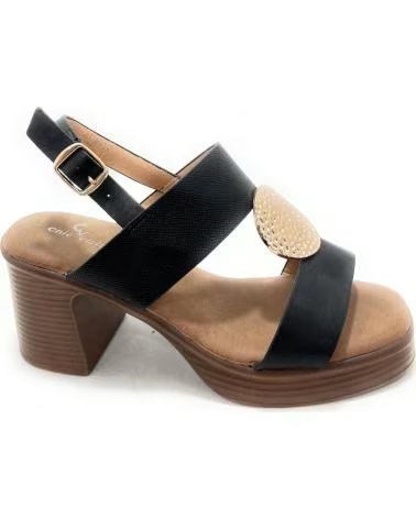 CHIC VISION SANDALIAS TACON HEBILLA VESTIR CHAPA NEGRO