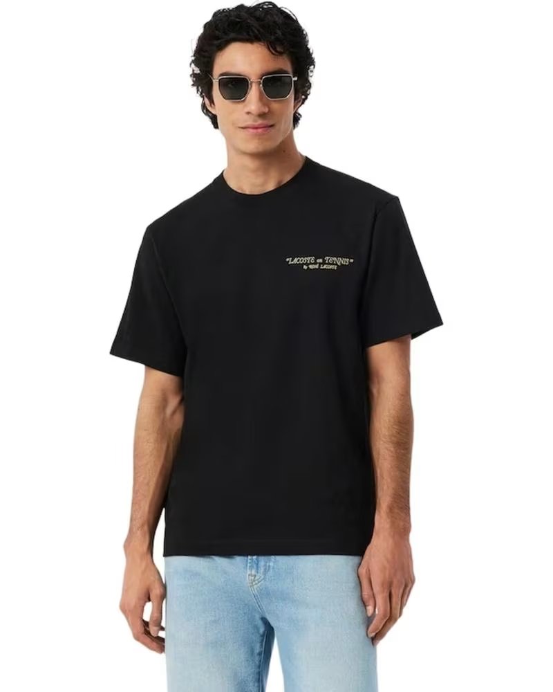 CAMISETA LACOSTE ALGODÓN GRÁFICO TENIS TH1425-031 NEGRA
