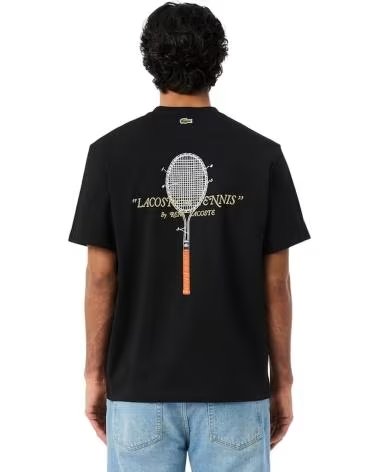 CAMISETA LACOSTE ALGODÓN GRÁFICO TENIS TH1425-031 NEGRA