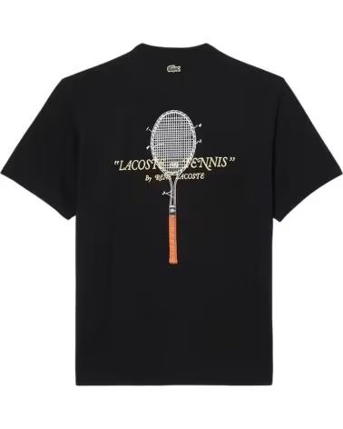 CAMISETA LACOSTE ALGODÓN GRÁFICO TENIS TH1425-031 NEGRA