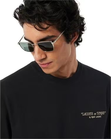 CAMISETA LACOSTE ALGODÓN GRÁFICO TENIS TH1425-031 NEGRA