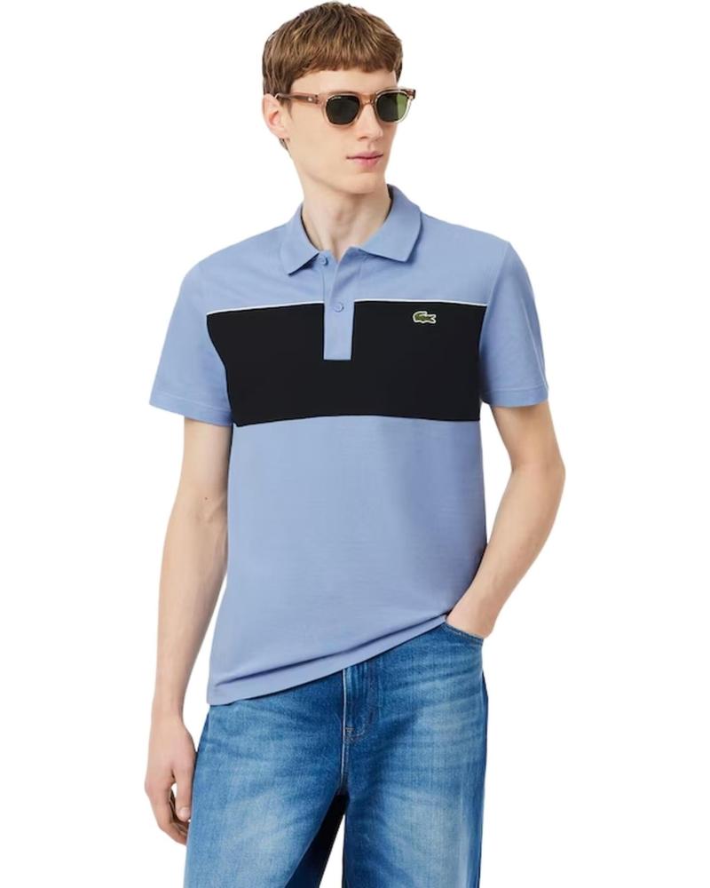 LACOSTE POLO REGULAR FIT COLOUR BLOCK SHIRT AZUL