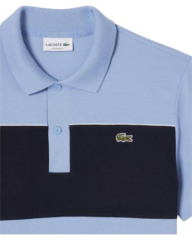 LACOSTE POLO REGULAR FIT COLOUR BLOCK SHIRT AZUL