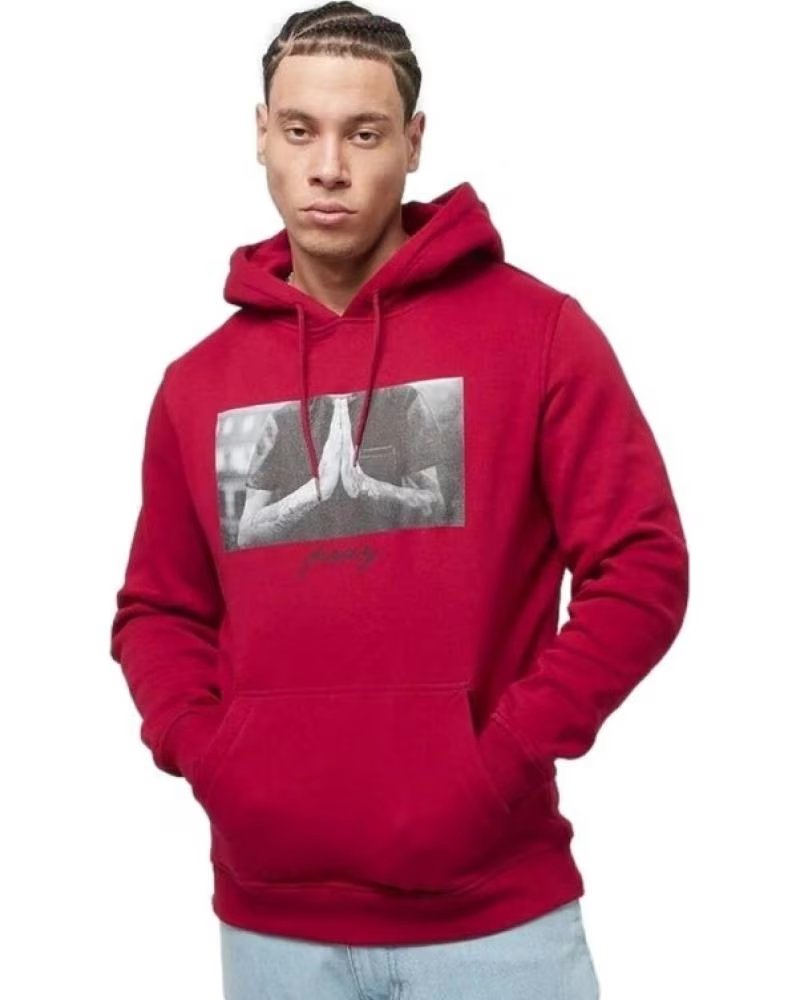 MISTER TEE SUDADERA GRANATE PRAY HOODIE ROJO