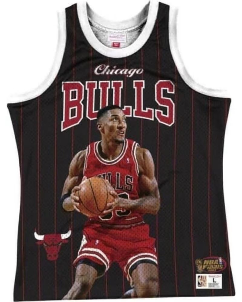 MITCHELL NESS CAMISETA DE BALONCESTO SCOTTIE PIPPEN CHICAGO BULLS EN ROJO NEGRO