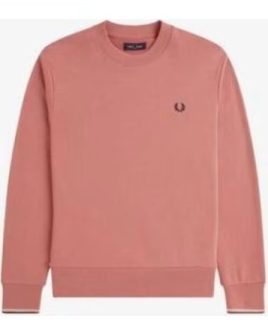 FRED PERRY SUDADERA CREW NECK SWEATSHIRT EN ROSA PARA HOMBRE CORAL