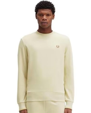 FRED PERRY SUDADERA CREW NECK SWEATSHIRT EN PARA HOMBRE BEIGE