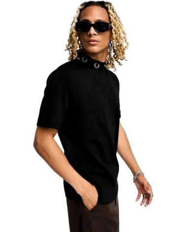 FRED PERRY CAMISETA NEGRA LAUREL WREATH HIGH NECK TEE NEGRO