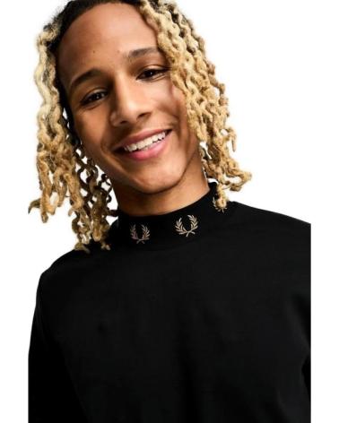 FRED PERRY CAMISETA NEGRA LAUREL WREATH HIGH NECK TEE NEGRO