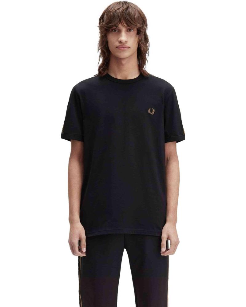 FRED PERRY CAMISETA NEGRA CONTRAST TAPE RINGER TEE NEGRO