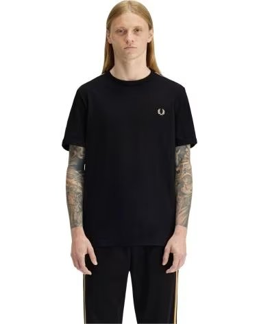 FRED PERRY CAMISETA CONTRAST TAPE RINGER NEGRO REF 1177087