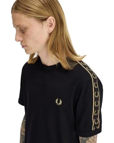 FRED PERRY CAMISETA CONTRAST TAPE RINGER NEGRO REF 1177087