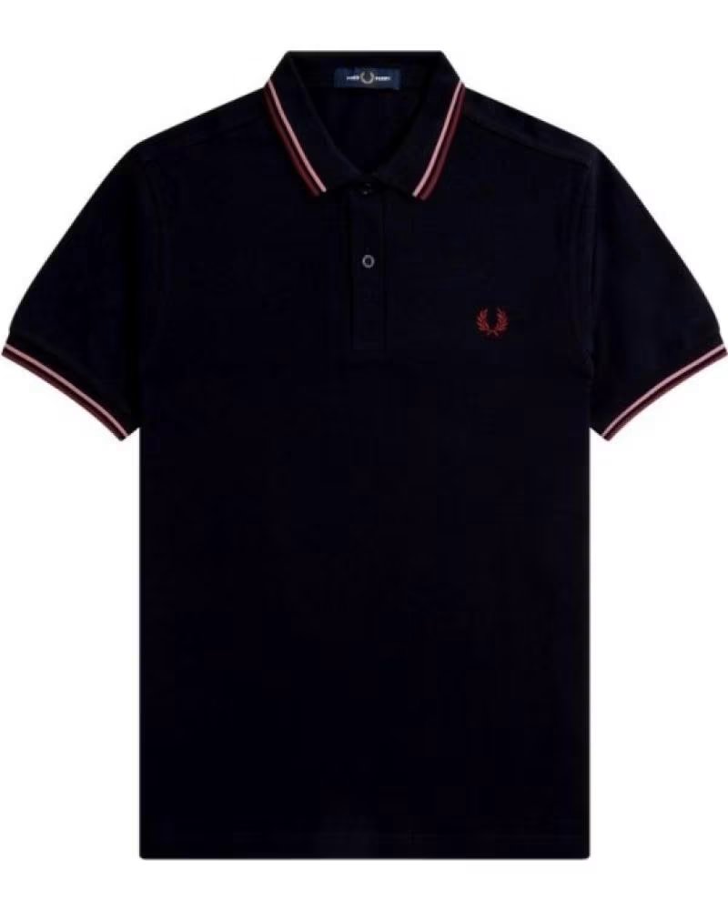 FRED PERRY M3600 SLIM FIT TWIN TIPPED KURZARM POLO AZUL