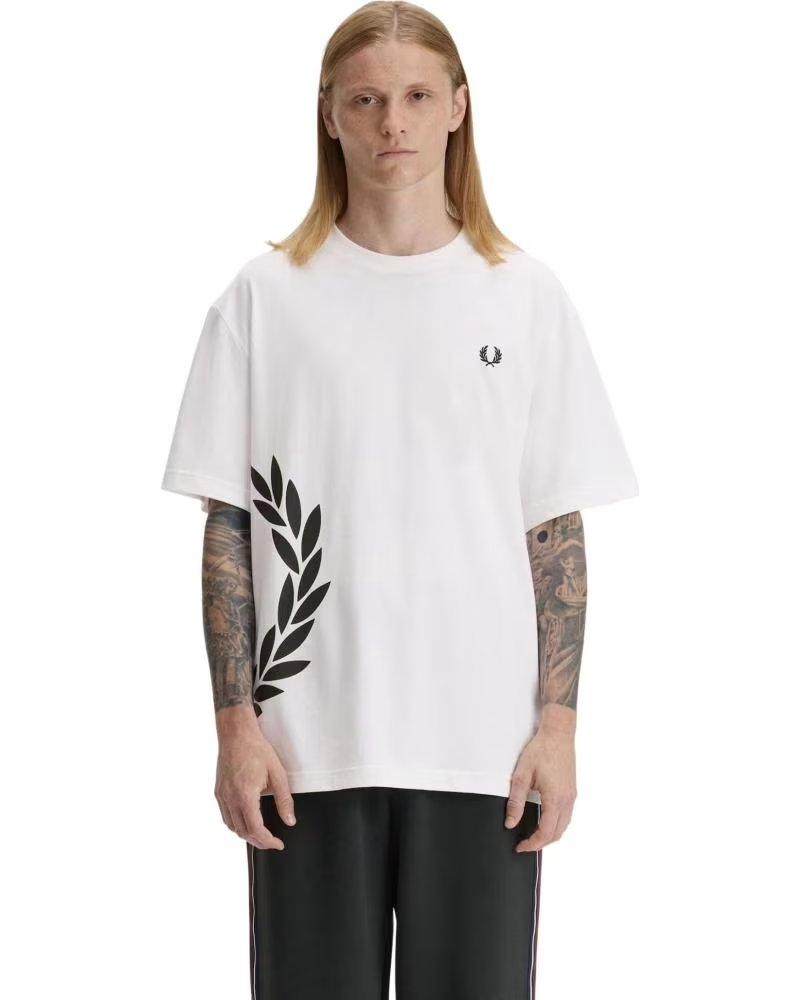 FRED PERRY CAMISETA DE MANGA CORTA TEXTURED LAUREL WREATH T-SHIRT EN PARA HOMBRE BLANCO