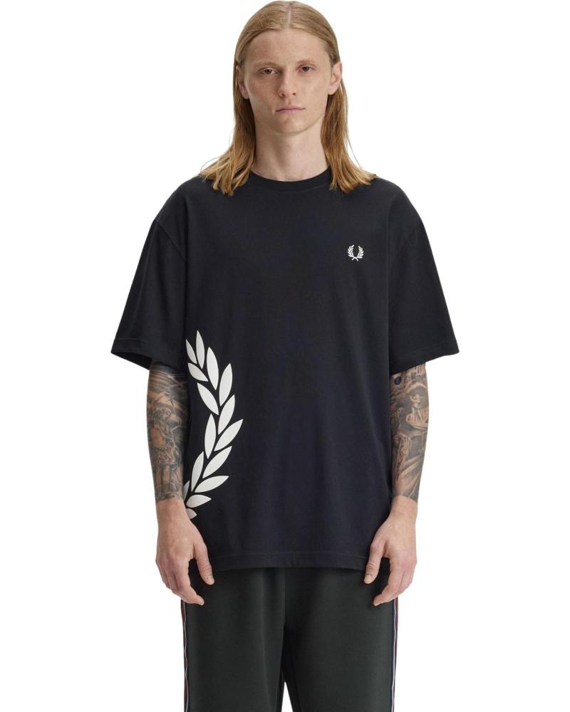 FRED PERRY CAMISETA NEGRA TEXTURED LAUREL WREATH TEE NEGRO