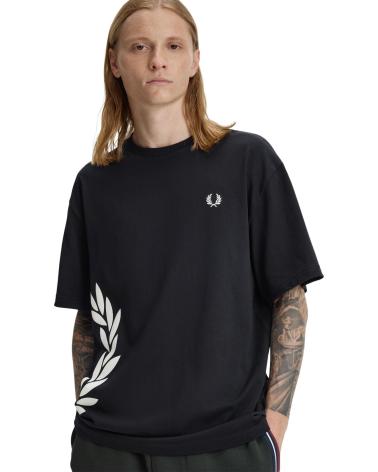 FRED PERRY CAMISETA NEGRA TEXTURED LAUREL WREATH TEE NEGRO