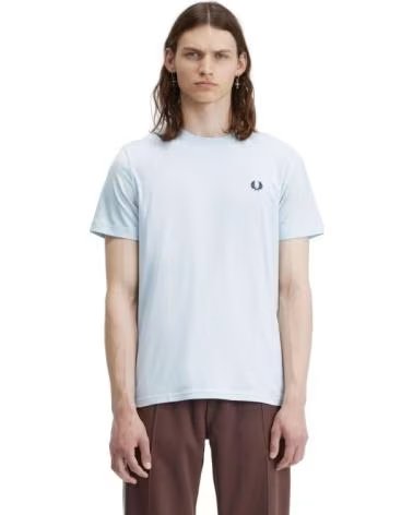 FRED PERRY CAMISETA DE MANGA CORTA CREW NECK T-SHIRT EN AZUL PARA HOMBR CELESTE