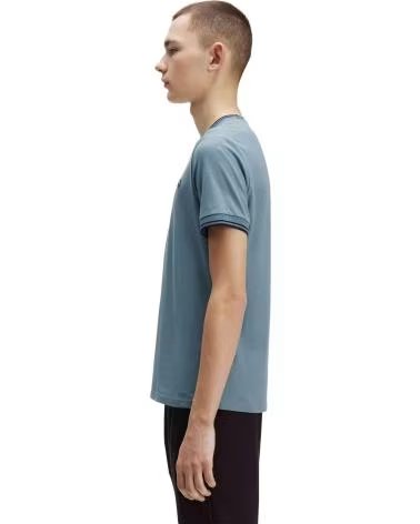 FRED PERRY CAMISETA DE MANGA CORTA TWIN TIPPED EN VERDE PARA HOMBRE AZUL