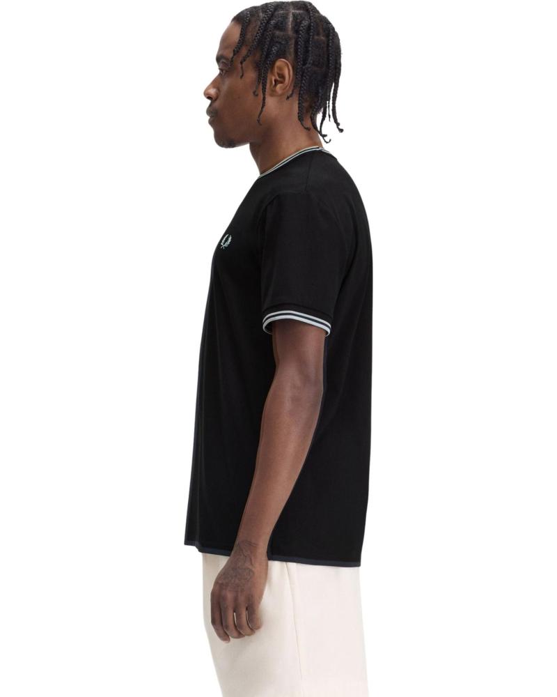 FRED PERRY CAMISETA NEGRA-GRIS RIBETED NECK TEE NEGRO