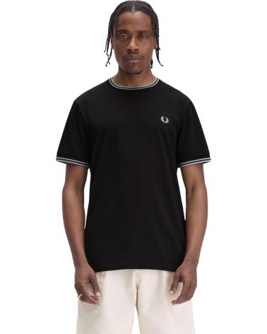 FRED PERRY CAMISETA NEGRA-GRIS RIBETED NECK TEE NEGRO