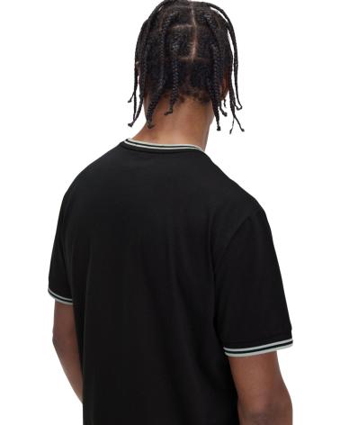 FRED PERRY CAMISETA NEGRA-GRIS RIBETED NECK TEE NEGRO